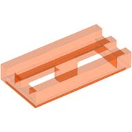 Lego Tile Special 1 x 2 Grille with Bottom Groove / Trans-Neon Orange