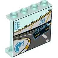 Panel 1 x 4 x 3 with Race Screen Print / Trans-Light Blue