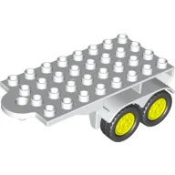 Duplo Trailer Flatbed 4 x 8 with Hook and 4 Vibrant Yellow Wheels / White