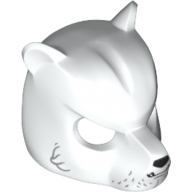 Lego Mask Bear with Black Nose, Fangs and Gray Fur Print / White
