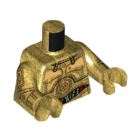 Lego Torso Droid Plates, Concentric Circles, and Wires Print, Pearl Gold Arms and Hands with Panels Print / Pearl Gold
