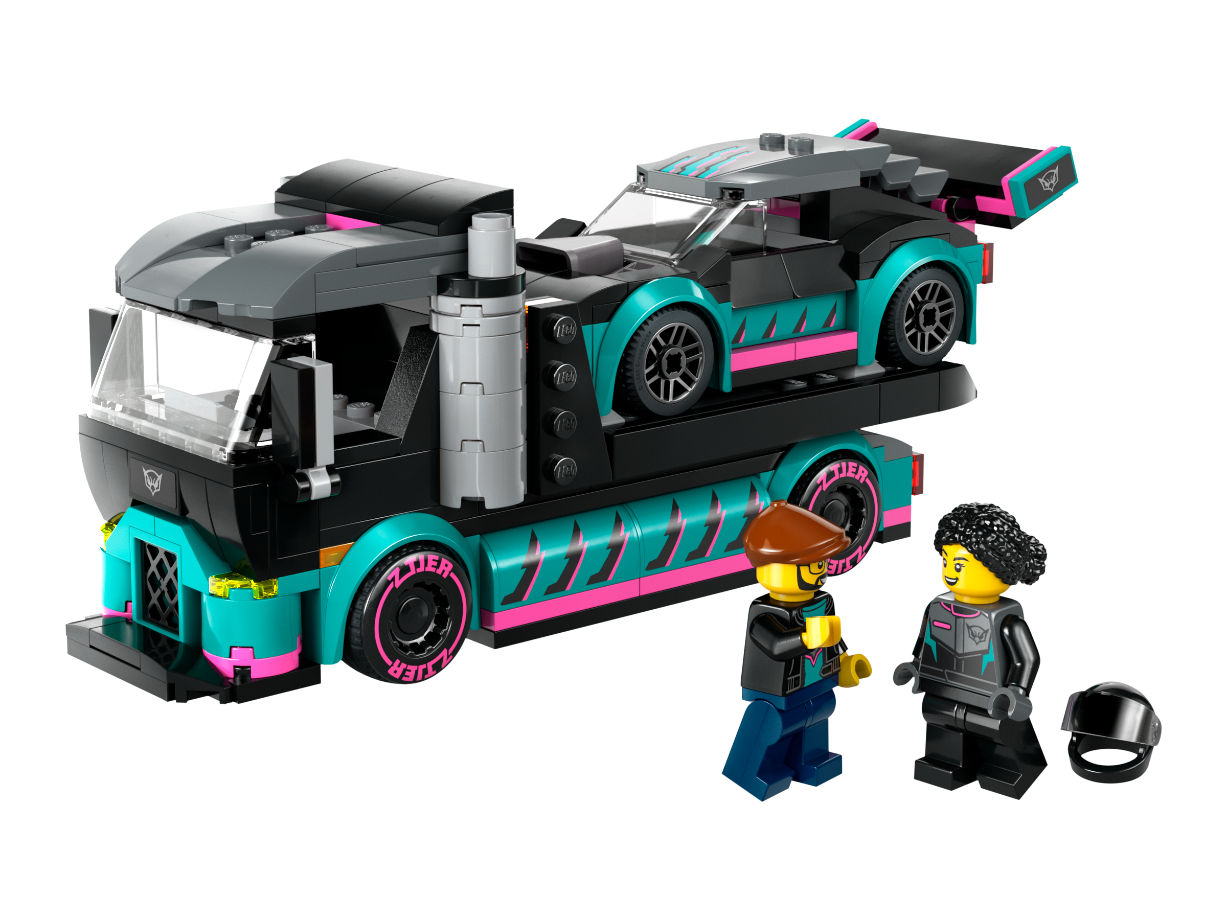 Lego Race Car and Car Carrier Truck