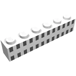 Brick 1 x 6 with 24 Black Squares Print / White