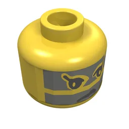 Minifig Head Achu, Face Paint with Gray Stripes across Face Print / Yellow