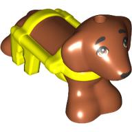 Lego Animal, Dog, Dachshund with Vibrant Yellow Harness Pattern, Black Eyes print (Pickle)
