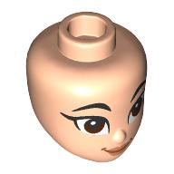 Lego Minidoll Head, Thin Black Eyebrows, Eyeliner, Brown Eyes / Light Nougat