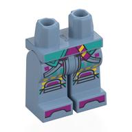 Lego Hips and Sand Blue Legs with Dark Turquoise Coat Tails, Dark Pink Kneepads, Toes, Yellow Squares print / Sand Blue