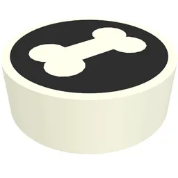Tile Round 1 x 1 with White Bone on Black Background Print / White