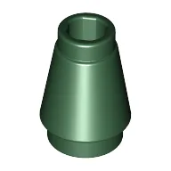 Cone 1 x 1 [Top Groove] / Dark Green