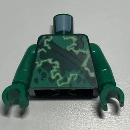 Torso Robe with Bright Green and White Energy (Lightning) Print (Lloyd), Green Arms and Hands / Dark Green