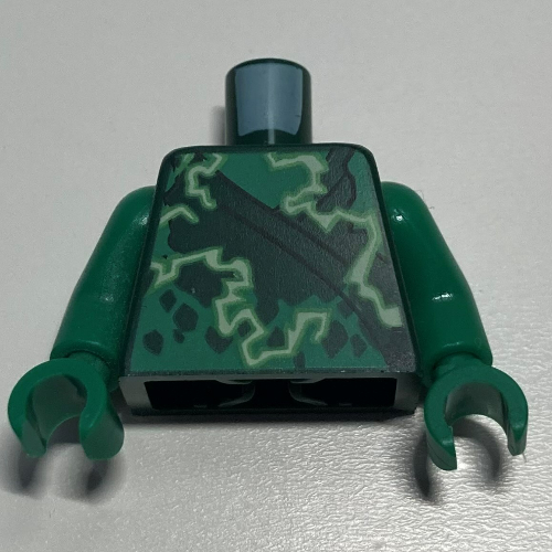 Lego Torso Robe with Bright Green and White Energy (Lightning) Print (Lloyd), Green Arms and Hands / Dark Green