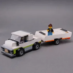 60305 White Pickup With Trailer