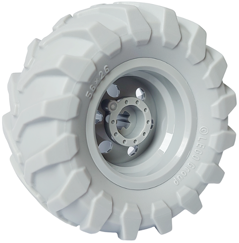 Lego Wheel 30.4mm D. x 20mm with No Pin Holes and Reinforced Rim with Light Bluish Gray Tire 56 x 26 Tractor (56145 / 70695)