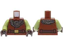 Torso Coat with Pocket and Dark Brown Belt with Gold Buckle, Bandana with Dark Bluish Gray Trim Pattern / Olive Green Arms / Dark Brown Hands