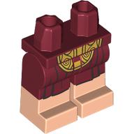 Lego Hips with Dark Red Legs and Light Nougat Boots Pattern with Dark Red Skirt, Gold Decorations print / Dark Red