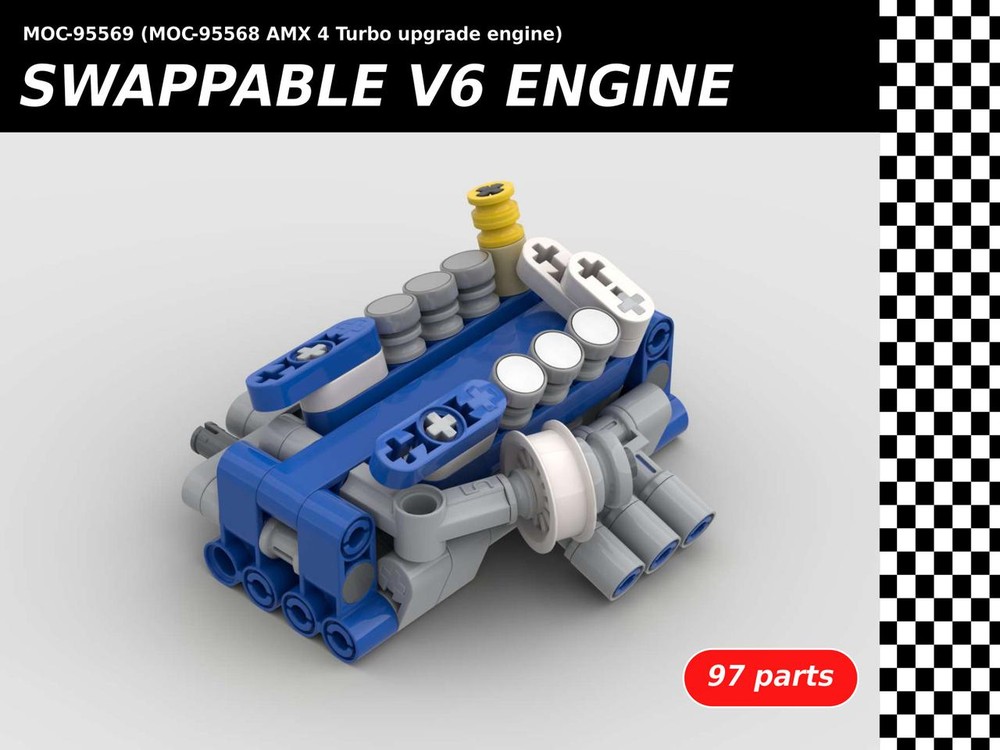 Lego Swappable turbocharged V6 engine