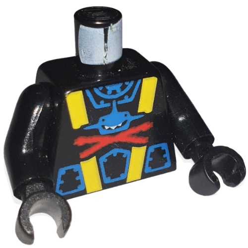 Lego Torso Aquashark Blue Shark with Red X Print, Black Arms and Hands