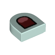 Lego Tile 1 x 1 Half Circle with Open Mouth print / Light Aqua