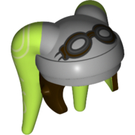 Lego Headdress Twi'lek with Goggles and Light Bluish Gray, Dark Brown Hera Syndulla Print / Lime