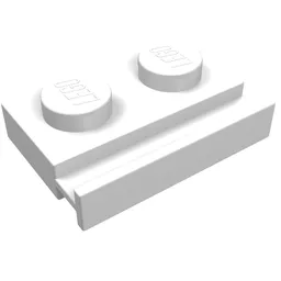 Plate Special 1 x 2 with Door Rail / White