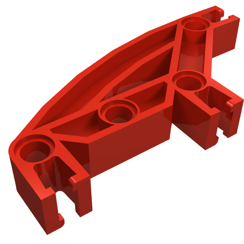 Lego Znap Beam 8, 4 Holes, 3 Bends, Curved / Red