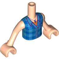 Lego Minidoll Torso Girl with Blue Blocked Shirt, Lightning Bolt Hanger/Pendent Print, Light Nougat Arms and Hands