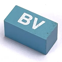 Modulex Tile 1 x 2 with White 'BV' Print, without Internal Supports / Modulex Medium Blue