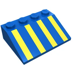 Brick Sloped 33° 3 x 4 with Yellow Stripes Print