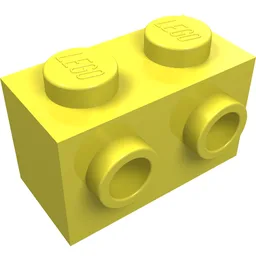 Brick Special 1 x 2 with 2 Studs on 1 Side / Bright Light Yellow