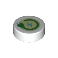 Tile Round 1 x 1 with Green Plug on Bright Green Background Print / White