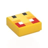Tile 1 x 1 with Pixelated Bee Face, Red Eyes Print / Yellow