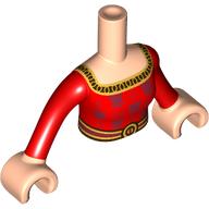 Lego Minidoll Torso Woman with Red/Dark Red Dress, Gold Collar, Belt print, Light Nougat Arms and Hands / Light Nougat