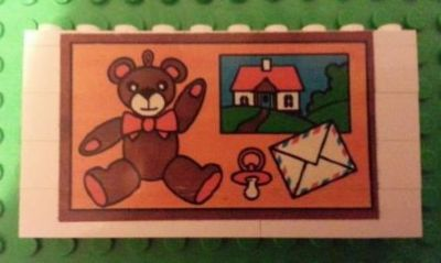 Lego Stickered Assembly 10 x 1 x 4 1/3 with Teddy Bear Pattern (Sticker) - Set 5233