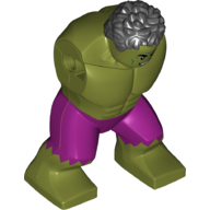 Lego Body Giant, Hulk with Messy Hair with Magenta Pants Print / Olive Green