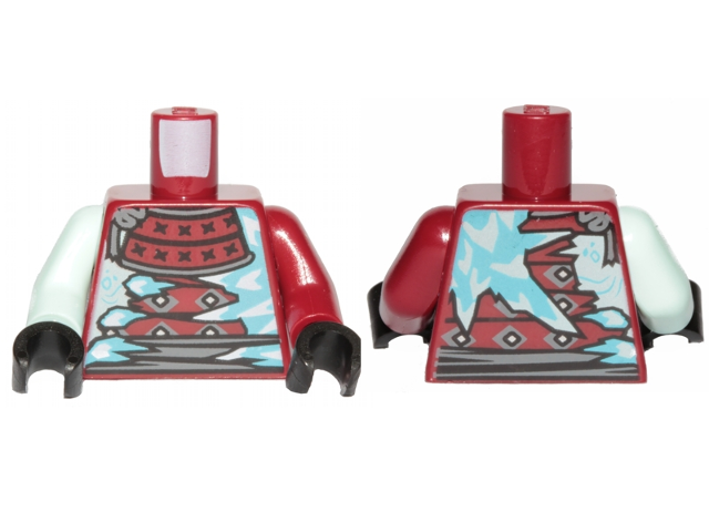 Lego Torso Ninjago Armor with Ice Spikes Pattern / Dark Red Arm Left / Light Aqua Arm Right / Black Hands