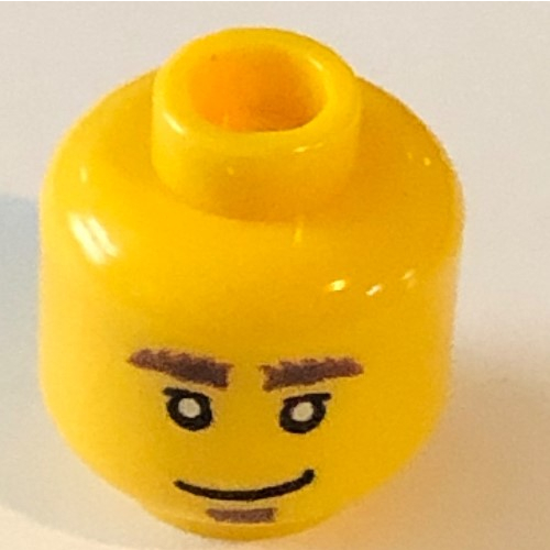 Lego Minifig Head, Bushy Eyebrows and Goatee / Worried Print [Hollow Stud] / Yellow