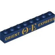Brick 1 x 8 with Gold 'ORIENT EXPRESS' Print / Dark Blue