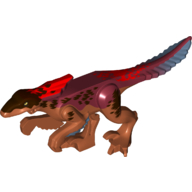 Lego Animal, Dinosaur, Pyroraptor, Red Fin, Dark Red Top, Dark Brown Markings, Sand Blue Tail print / Dark Orange