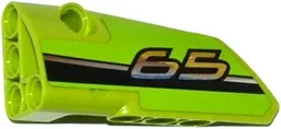 Technic, Panel Fairing # 3 Small Smooth Long, Side A with Silver Number 65 and Black and Silver Stripes Pattern (Sticker) - Set 42037