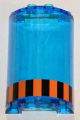 Cylinder Half 2 x 4 x 5 with 1 x 2 Cutout with Orange and Black Stripes Pattern (Sticker) - Set 5985