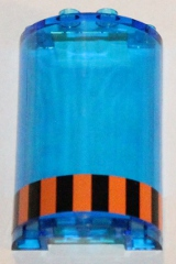 Lego Cylinder Half 2 x 4 x 5 with 1 x 2 Cutout with Orange and Black Stripes Pattern (Sticker) - Set 5985