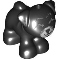 Lego Animal, Dog, Pug - Standing with Light Bluish Grey Mouth, Dark Bluish Grey Closed Eyes print (Dash) / Black