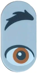 Tile, Round 1 x 2 Oval with Black Eyebrow, Dark Orange Eye Pattern Model Right Side (Donkey)