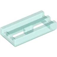 Tile Special 1 x 2 Grille with Bottom Groove / Trans-Light Blue