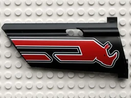 Technic, Panel Fairing #21 Large Long, Small Hole, Side B with Red Rhino Head Pattern (Sticker) - Set 8285