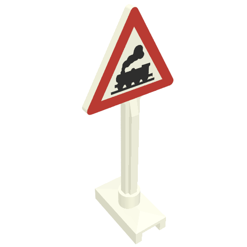 Lego Road Sign Triangle with Train Engine Print