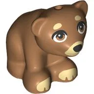 Animal, Bear, Small with Black Nose, Tan Snout, Eyebrows, Paws Print / Medium Nougat