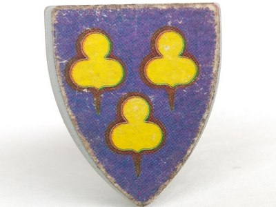 Lego Minifigure, Shield Triangular Short with 3 Yellow Trefoils on Purple Background Pattern (Sticker) - Set 375-2