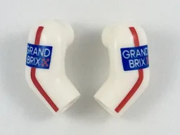 Arm, (Matching Left and Right) Pair with Red Stripe and 'GRAND BRIX' Pattern / White