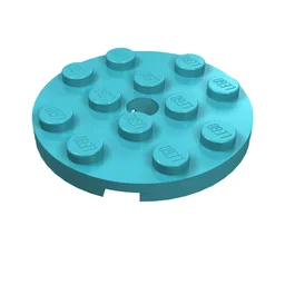 Plate Round 4 x 4 with Pin Hole / Medium Azure